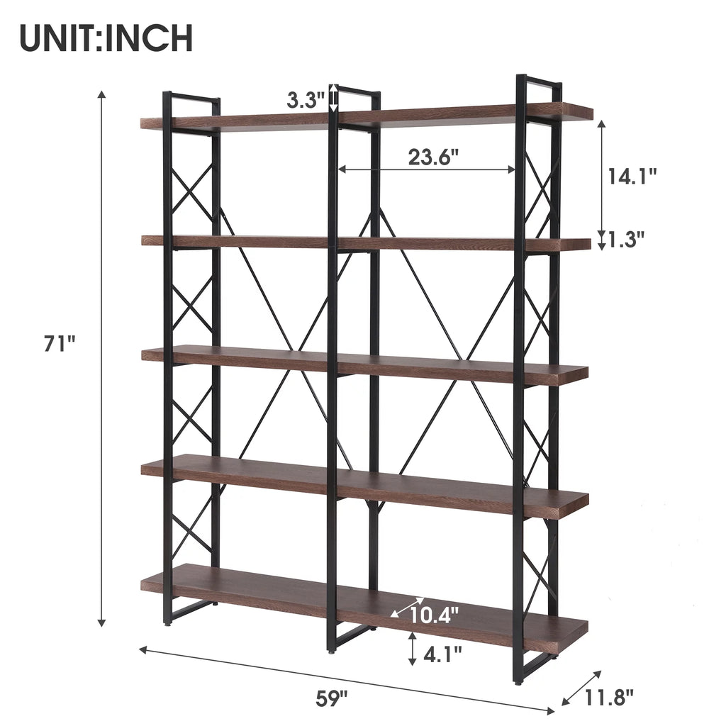 5 Tier Bookshelf with Metal Frame C334