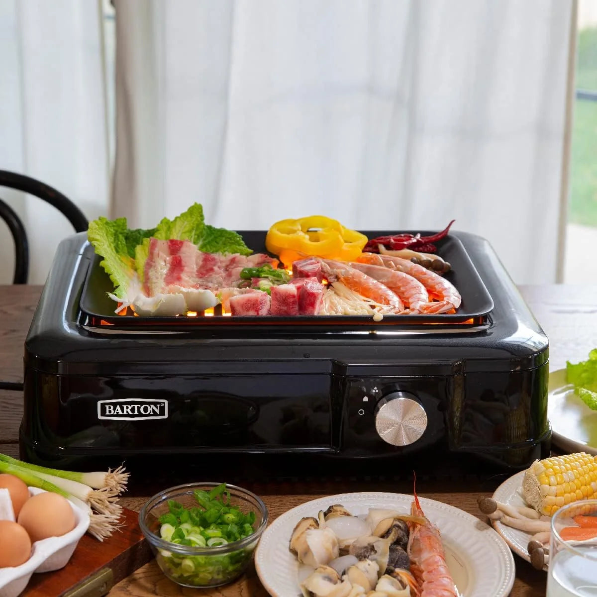 Electric Smokeless Indoor Infrared BBQ Grill with Non-Stick Grate and Drip Tray, Black P188800