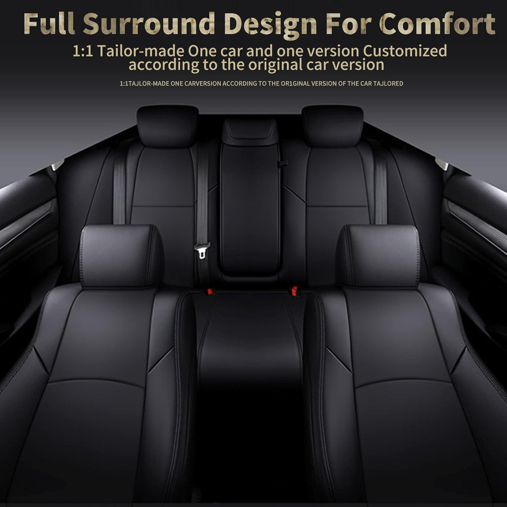 Faux Leather Car Seat Covers Full Set Black U891