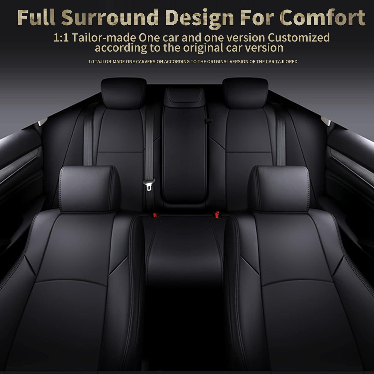 Faux Leather Car Seat Covers Full Set Black U891