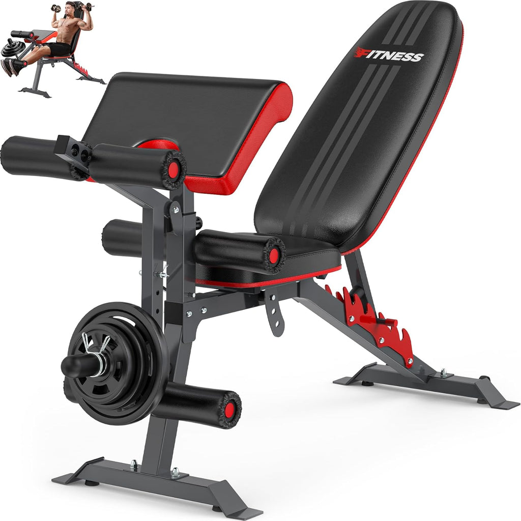 800lbs Load Adjustable Weight Bench with Leg Extension and Preacher Pad Q592175