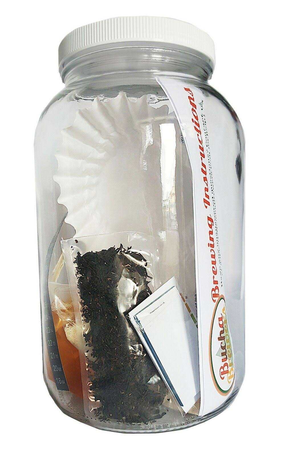 Kombucha Starter Kit with SCOBY, Starter Tea, Organic Sugar, Gallon Glass Jar with Lid P542