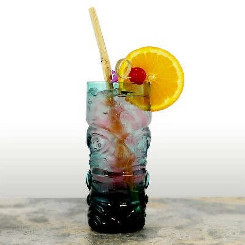 Blue Tropical Crystal Tiki Glasses Set of 2 D88621