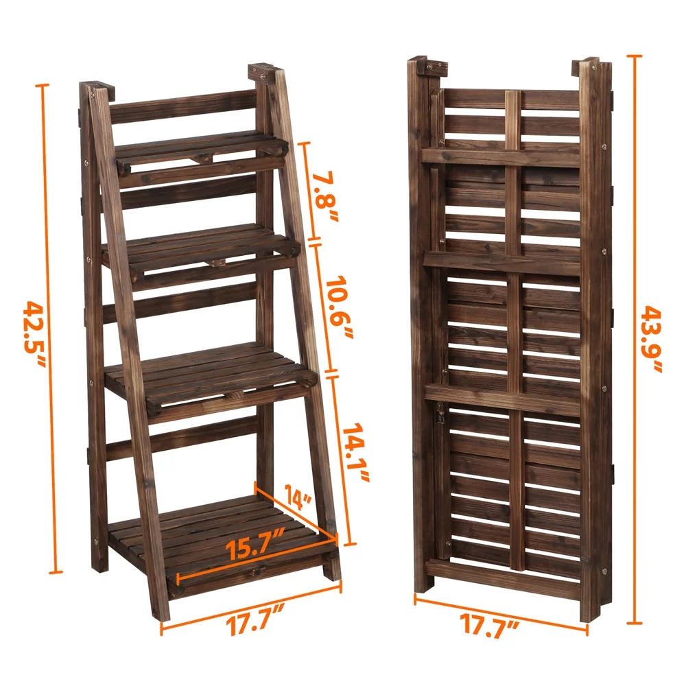 4 Tier Foldable Wooden Plant Stand Z49101