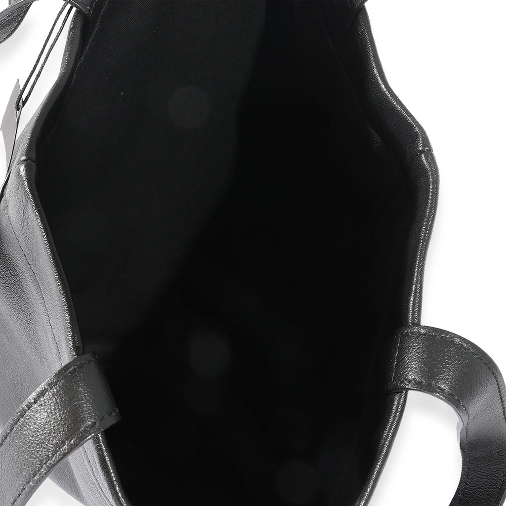 Black Calfskin Flat Shopping Tote G5830