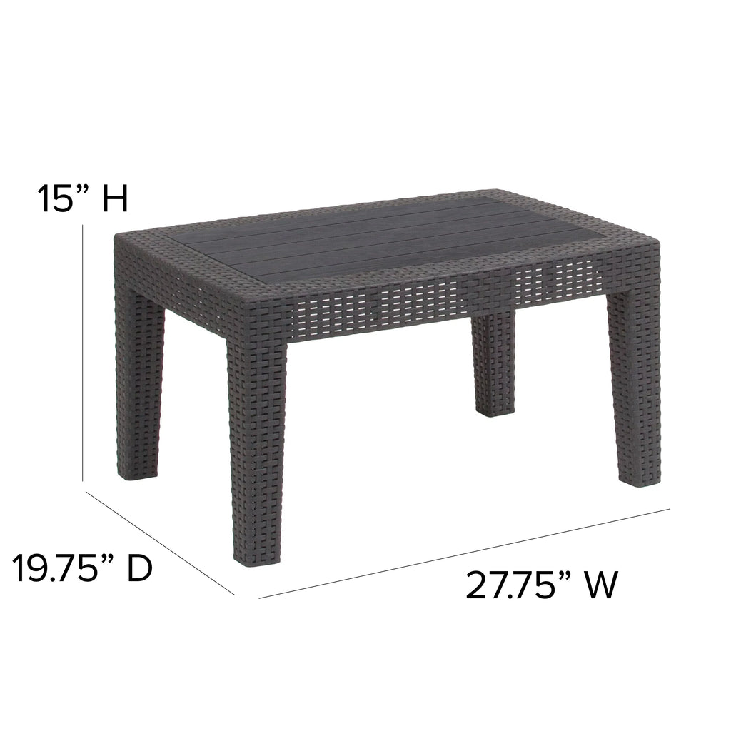 Dark Gray Faux Rattan Coffee Table L944335