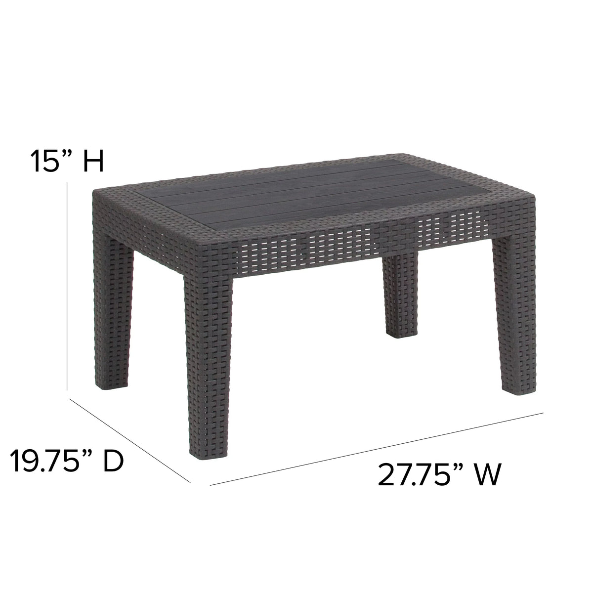 Dark Gray Faux Rattan Coffee Table L944335