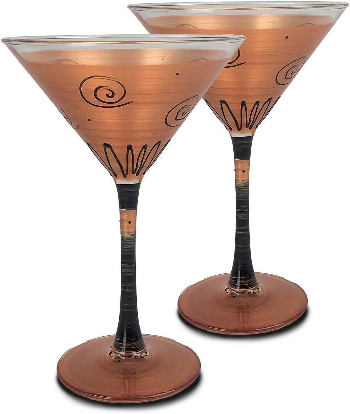 Hand Painted Martini Glasses Set Of 2 Gold L243632