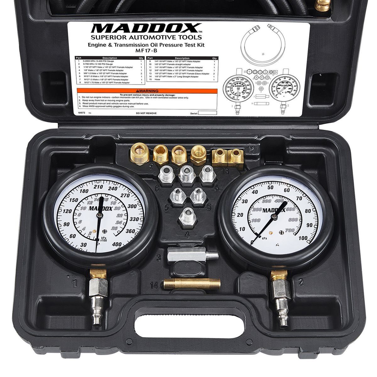 Engine and Transmission Oil Pressure Test Kit K174