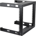 9U Wall Mount Rack, 17.7" Deep 2 Post Open Frame, Black U365