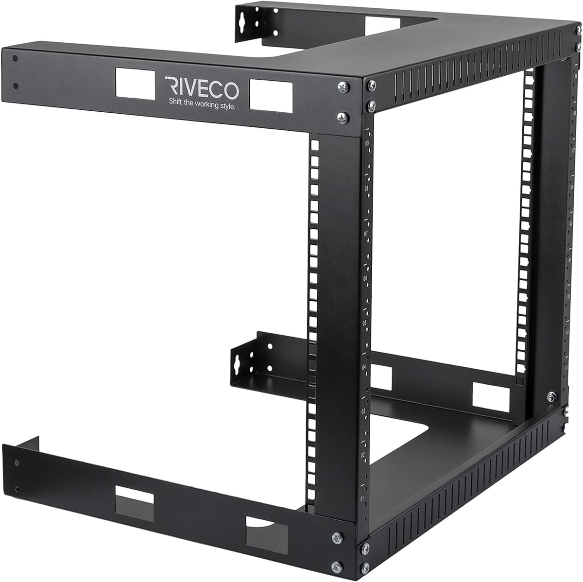 9U Wall Mount Rack, 17.7" Deep 2 Post Open Frame, Black U365
