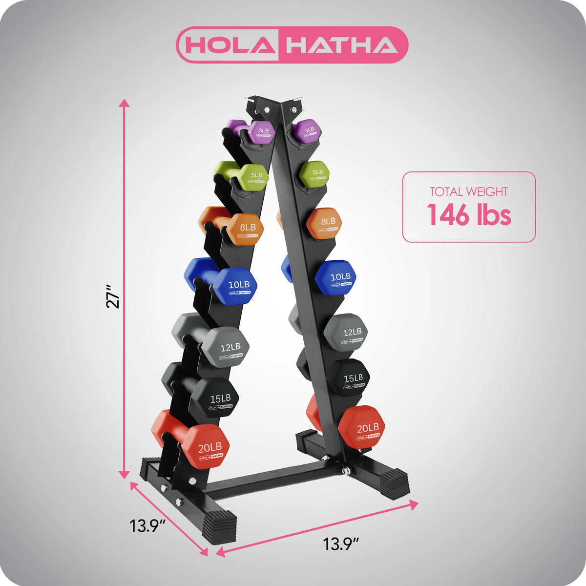Neoprene Dumbbell Weight Set with Rack B557