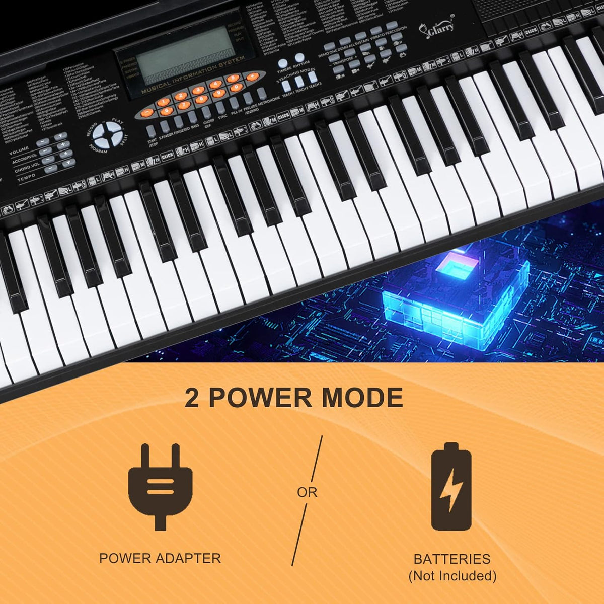 61-Key Portable Electronic Keyboard Piano with LCD Screen L4520