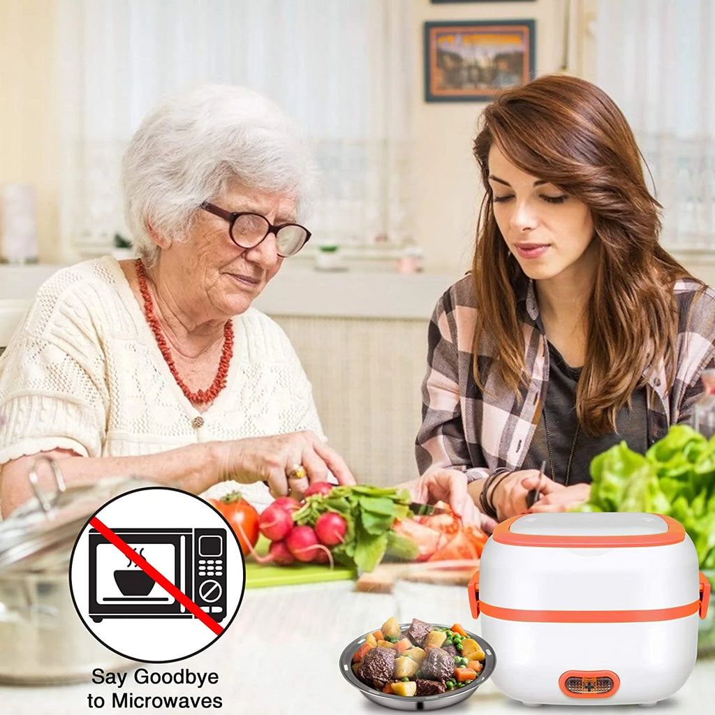 3 In 1 Electric Lunch Box Food Heater with Stainless Steel Bowls X1423