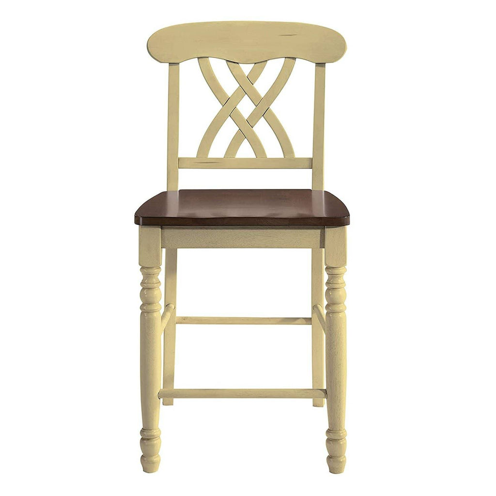 2pc Buttermilk and Oak Counter Height Chair F155