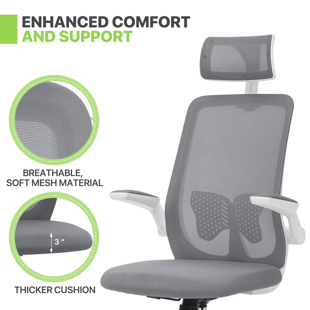 Grey Ergonomic High Back Office Chair with Armrest G12537