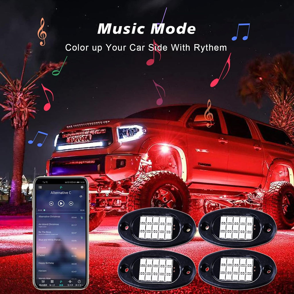 RGB LED Rock Lights 90 LEDs Multicolor Waterproof 6Pods Q50628