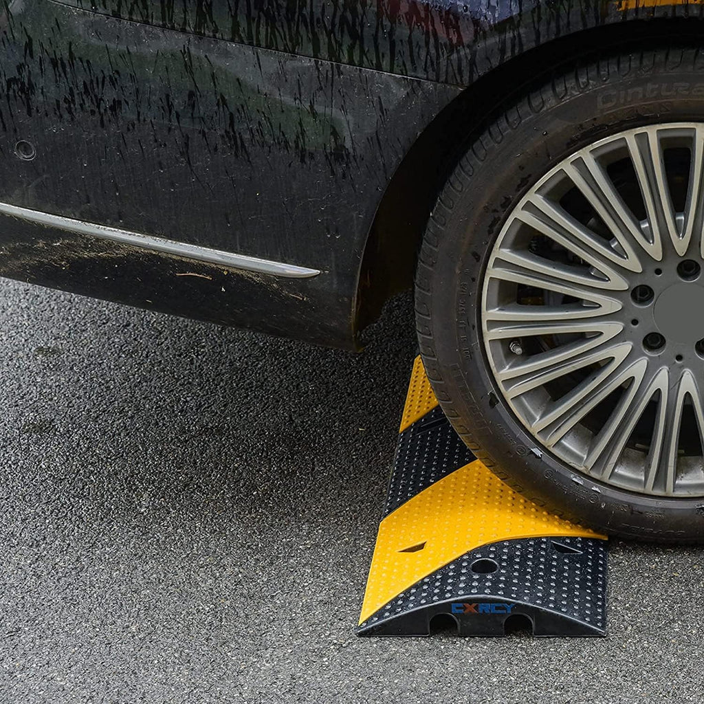 Driveway Speed Bumps 1 Pack 2-Channel 3FT Modular Traffic Rubber Speed Bump Heavy Duty Cable Protector Ramp with 3 Bolts W587