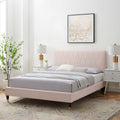 King Platform Bed in Pink Velvet L923543