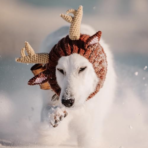 Knit Deer Antler Snood Wrap for Pets M82023