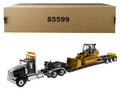Black Tandem Tractor with Lowboy Trailer and Track Loader Set of 2 Pieces 1/50 Y718
