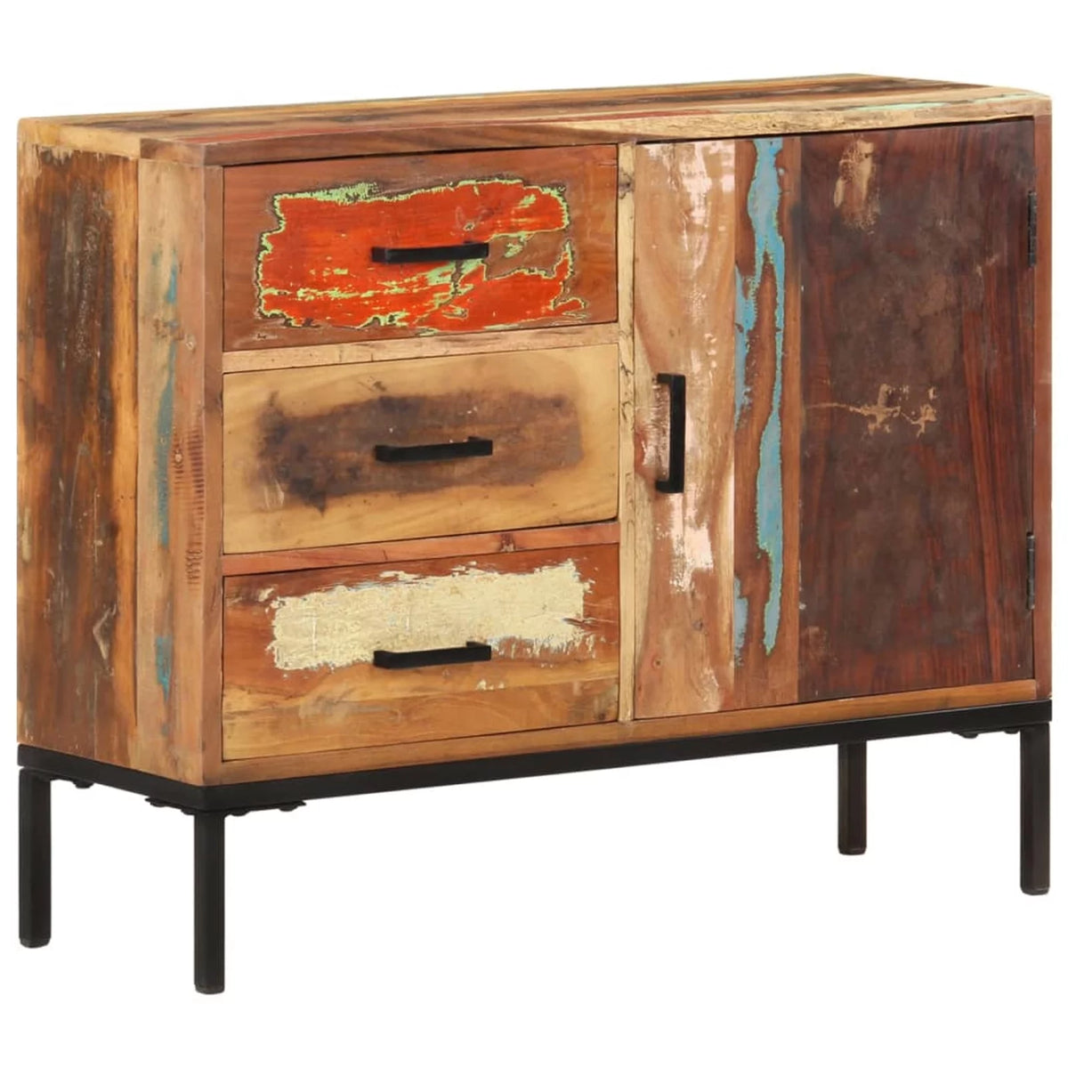 Reclaimed Wood Sideboard with Door Cabinet and 3 Storage Drawers R576