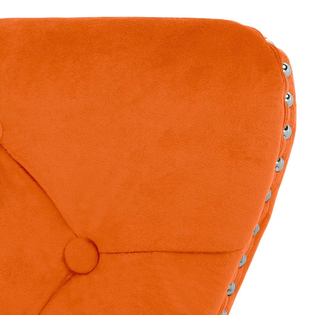 Orange Velvet Dining Chairs Set of 2 D6947