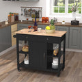 Black Wood Kitchen Cart with Storage and Drawers V588