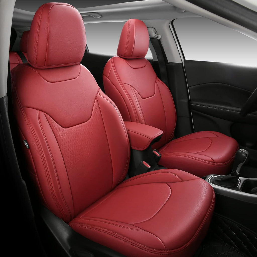 Black Faux Leather Car Seat Covers Full Set for Jeep Cherokee U373