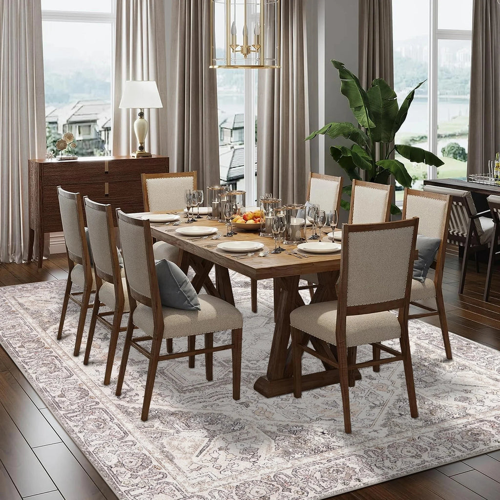 5' x 7' Washable Brown Area Rugs Non-slip D360