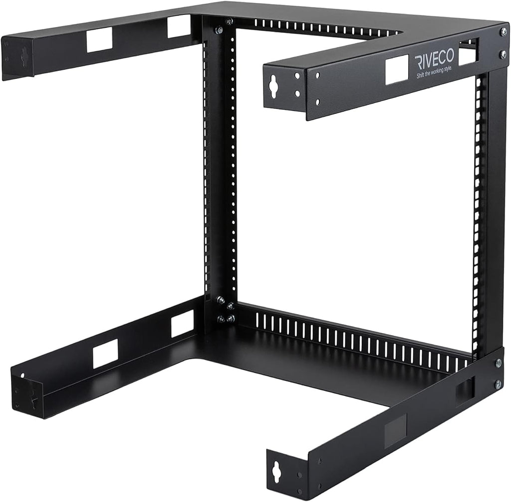 9U Wall Mount Rack, 17.7" Deep 2 Post Open Frame, Black U365