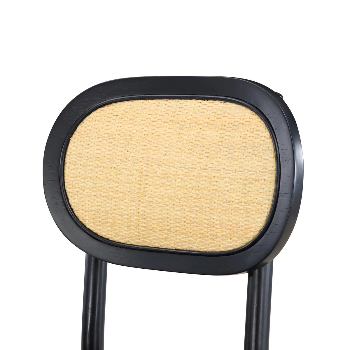 Black Rattan and Solid Wood Dining Chairs B4089