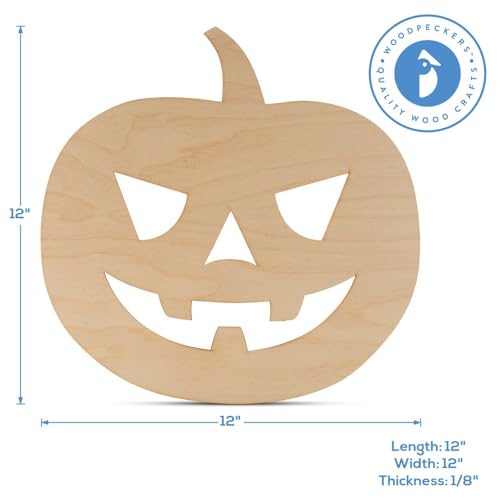 12-inch 1/8 inch Thick Pack of 5 Wooden Pumpkins S679