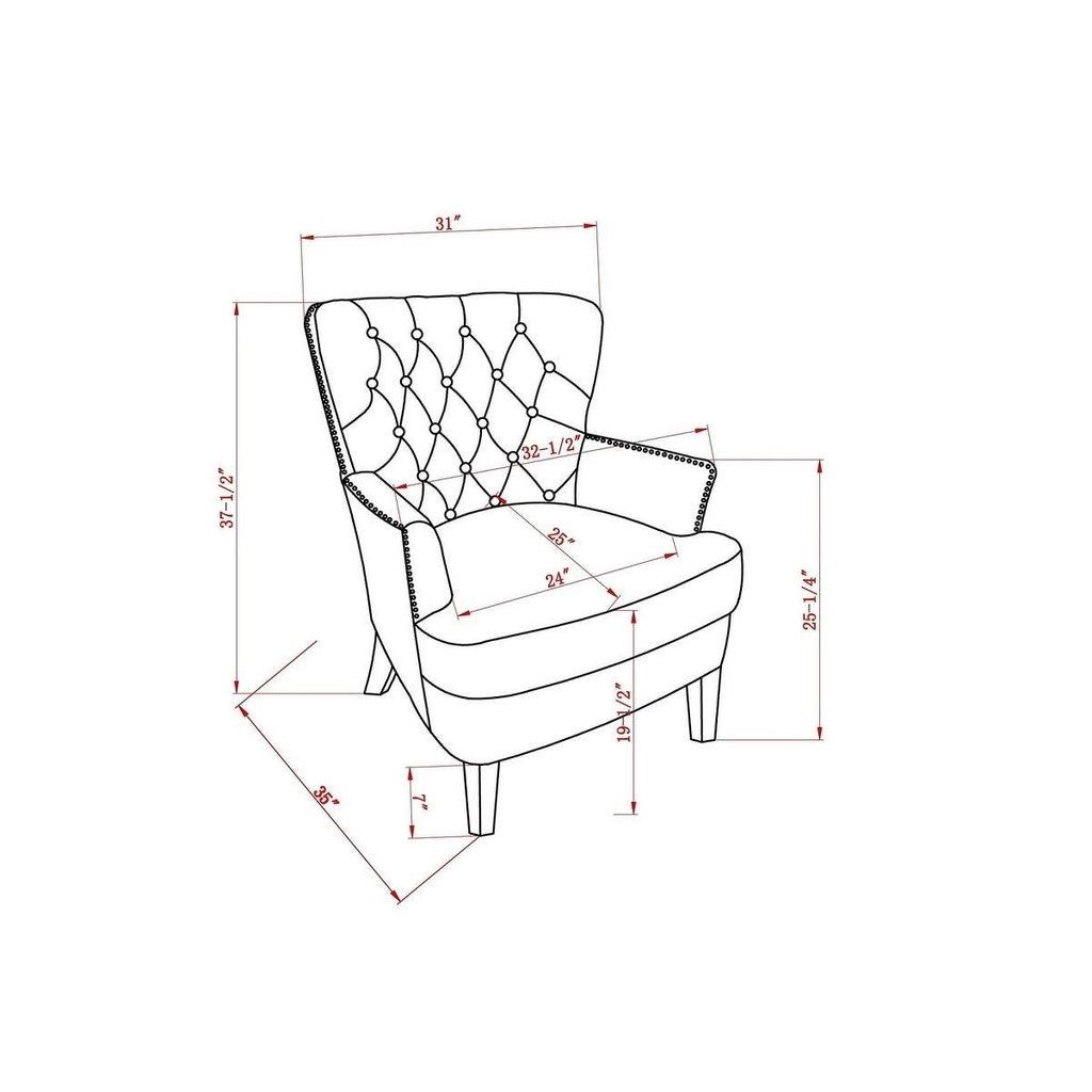 Blue Button Tufted Accent Chair with Nailhead Trim P235