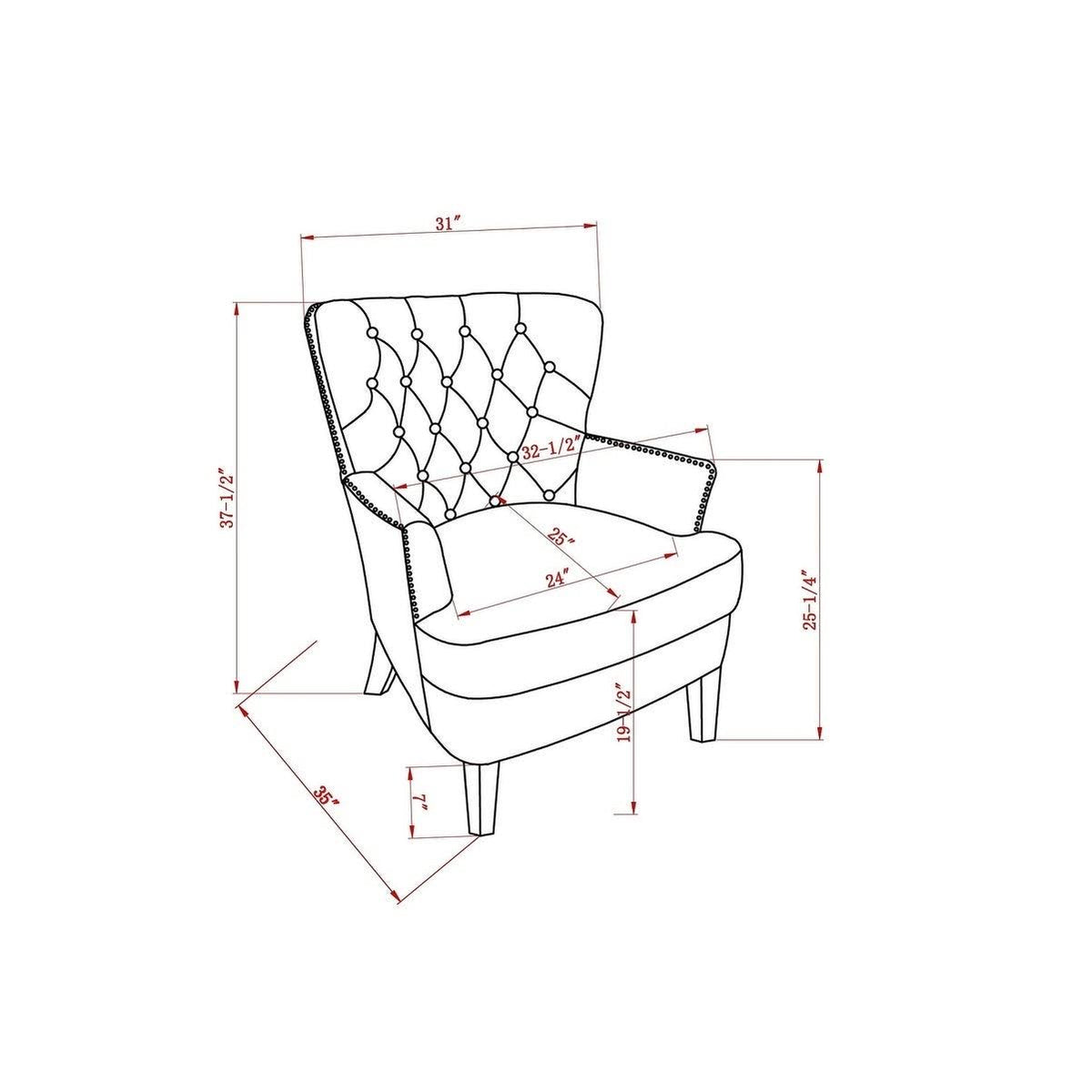 Blue Button Tufted Accent Chair with Nailhead Trim P235