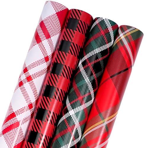 Reversible Kraft Christmas Wrapping Paper - Jumbo Roll - 30 Inch X 33 Feet - Vintage Trucks Design D1210
