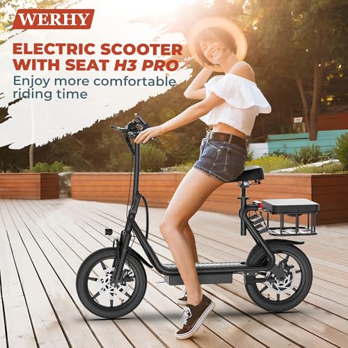 500W Electric Scooter with Seat, 14'' Tires, Foldable X31010