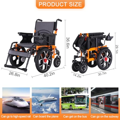 Foldable Electric Wheelchair with Dual Motor, Supports up to 330 lbs J899