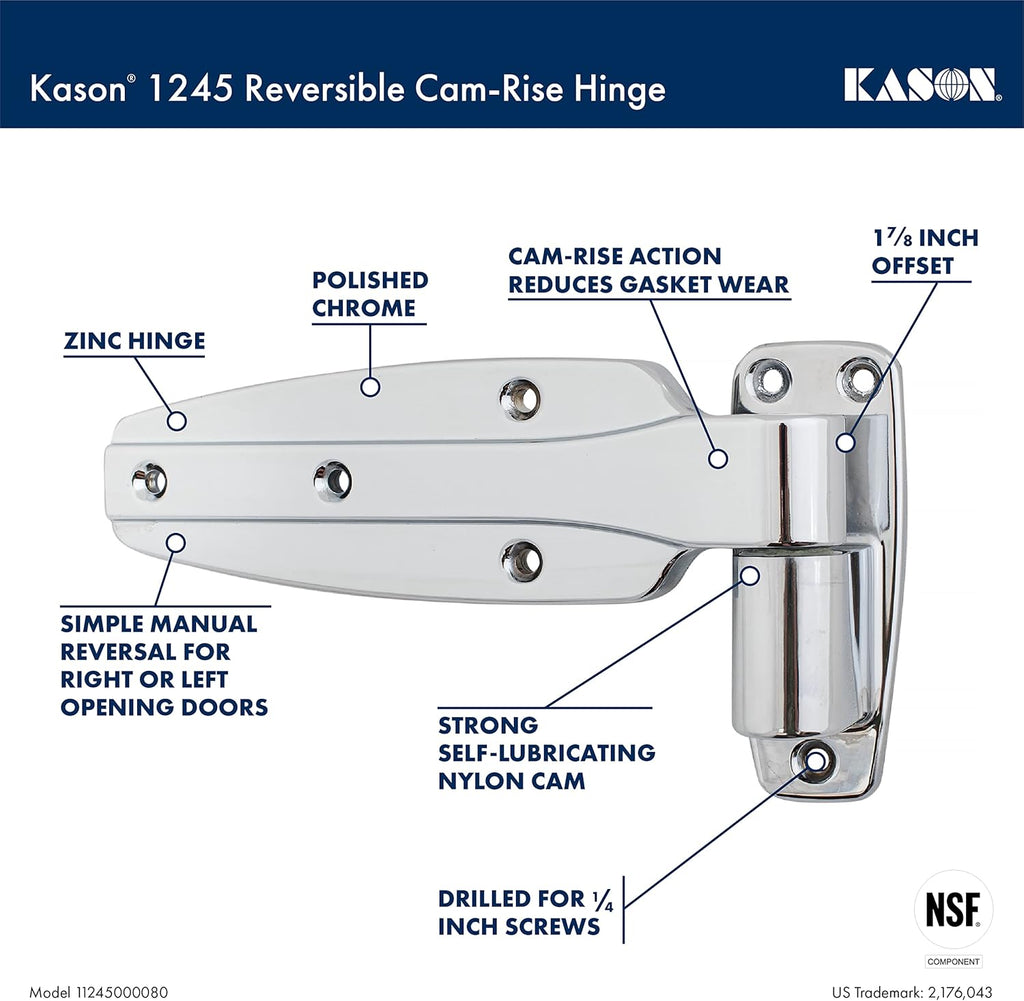 Reversible Cam-Rise Hinge 1-7/8 Inch Offset Polished Chrome D934