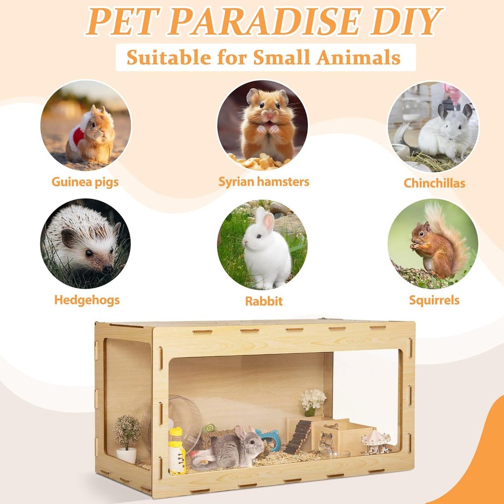 40" Large Wooden Hamster Cage with Acrylic Sheets L9925