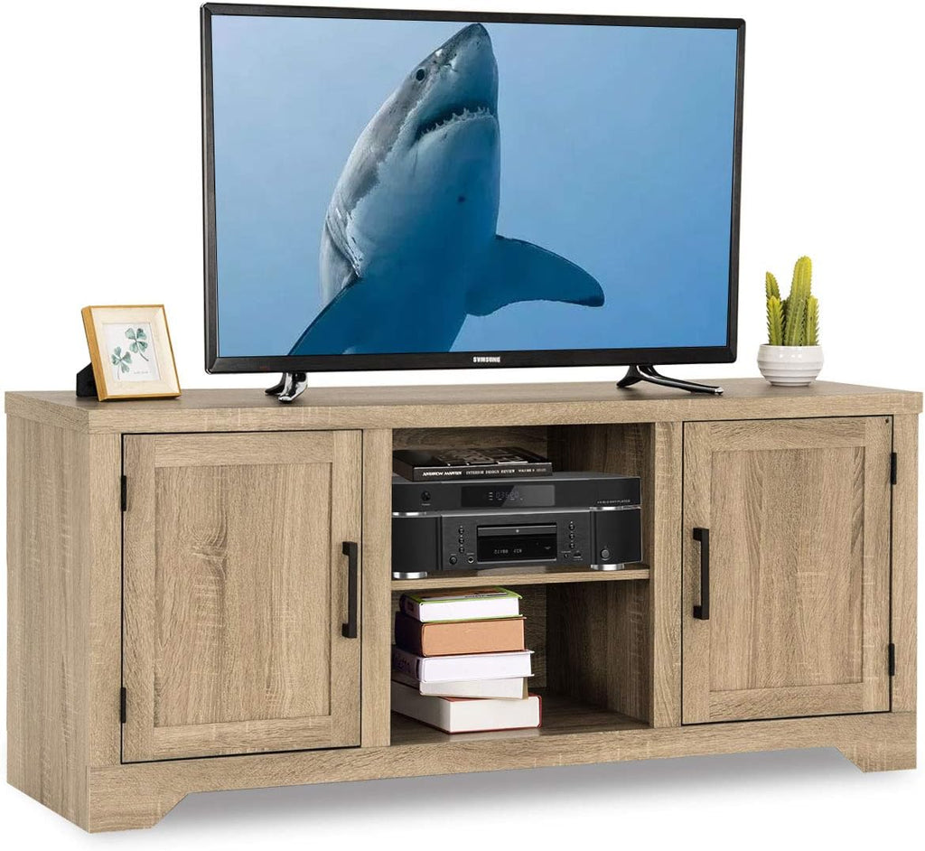 Farmhouse Barn Wood TV Stand with Doors and Shelves N267