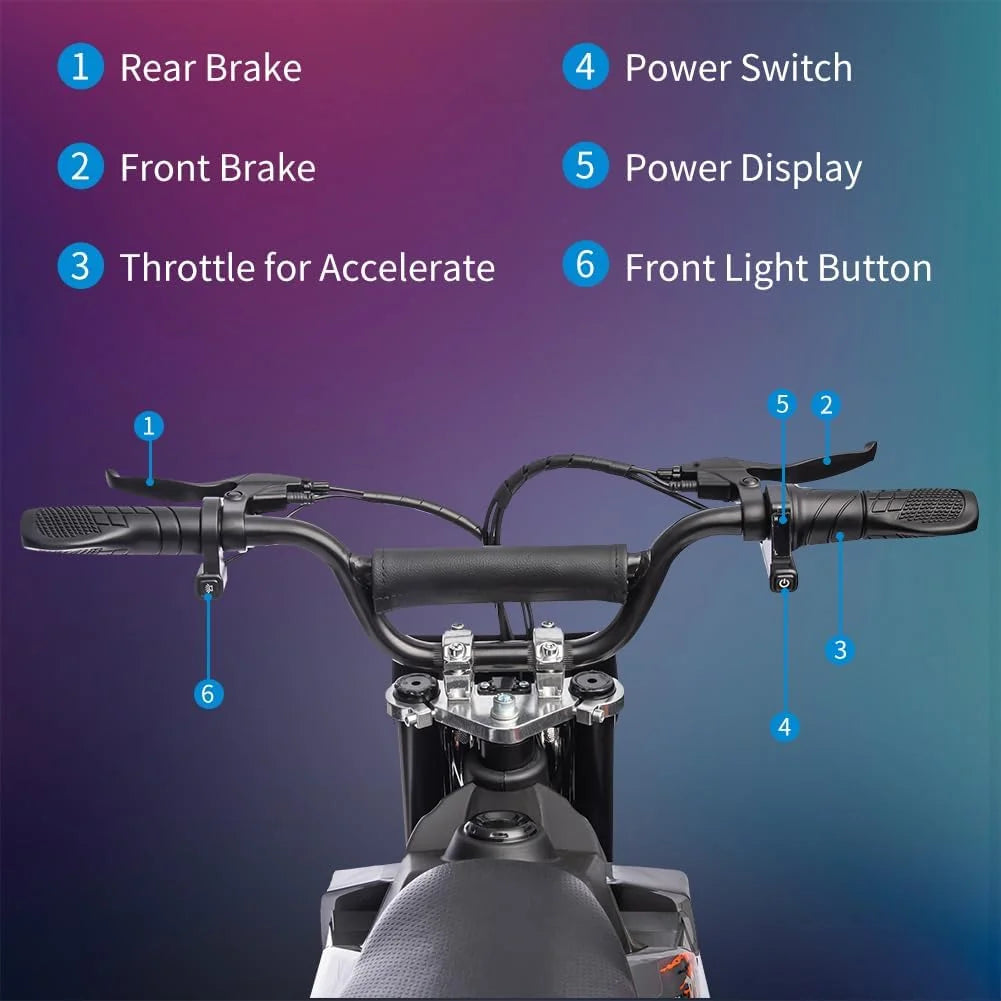 36V Electric Dirt Bike 350W Brushless Motor 15.5MPH Black H59085