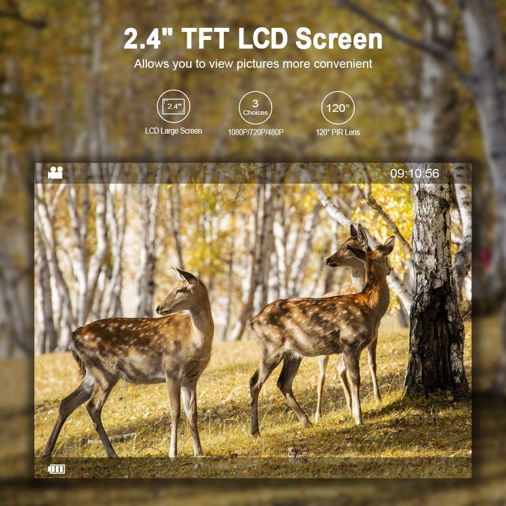 Mini Trail Camera 1080P HD Waterproof Wildlife Scouting Hunting Cam with 120° Wide Angle Lens and Night Vision 2.4” LCD IR LEDs 18MP IP66 N455261
