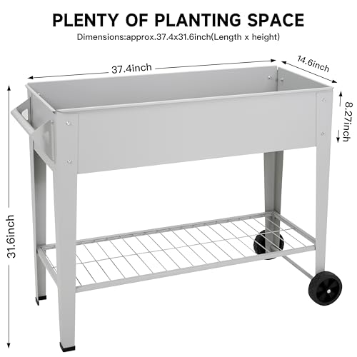 32" Raised Garden Bed with Wheels & Shelf T607
