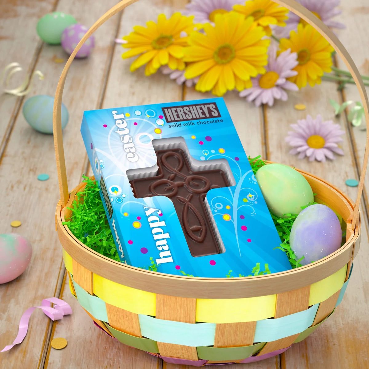 Solid Milk Chocolate Cross Easter Candy Gift Box 1.8 oz F585