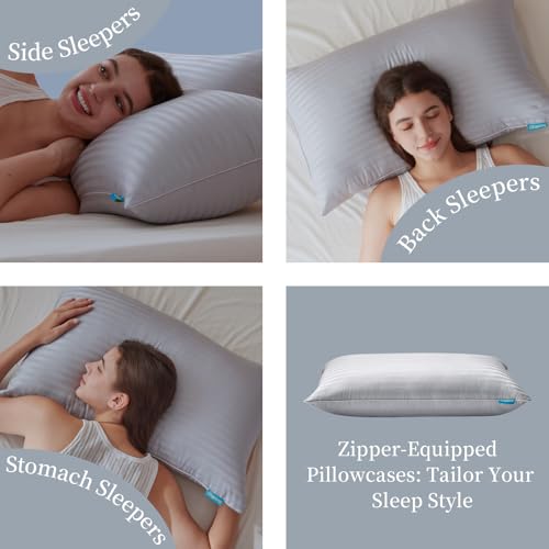 Queen Size Set of 2 Gray Down Alternative Pillows T8429