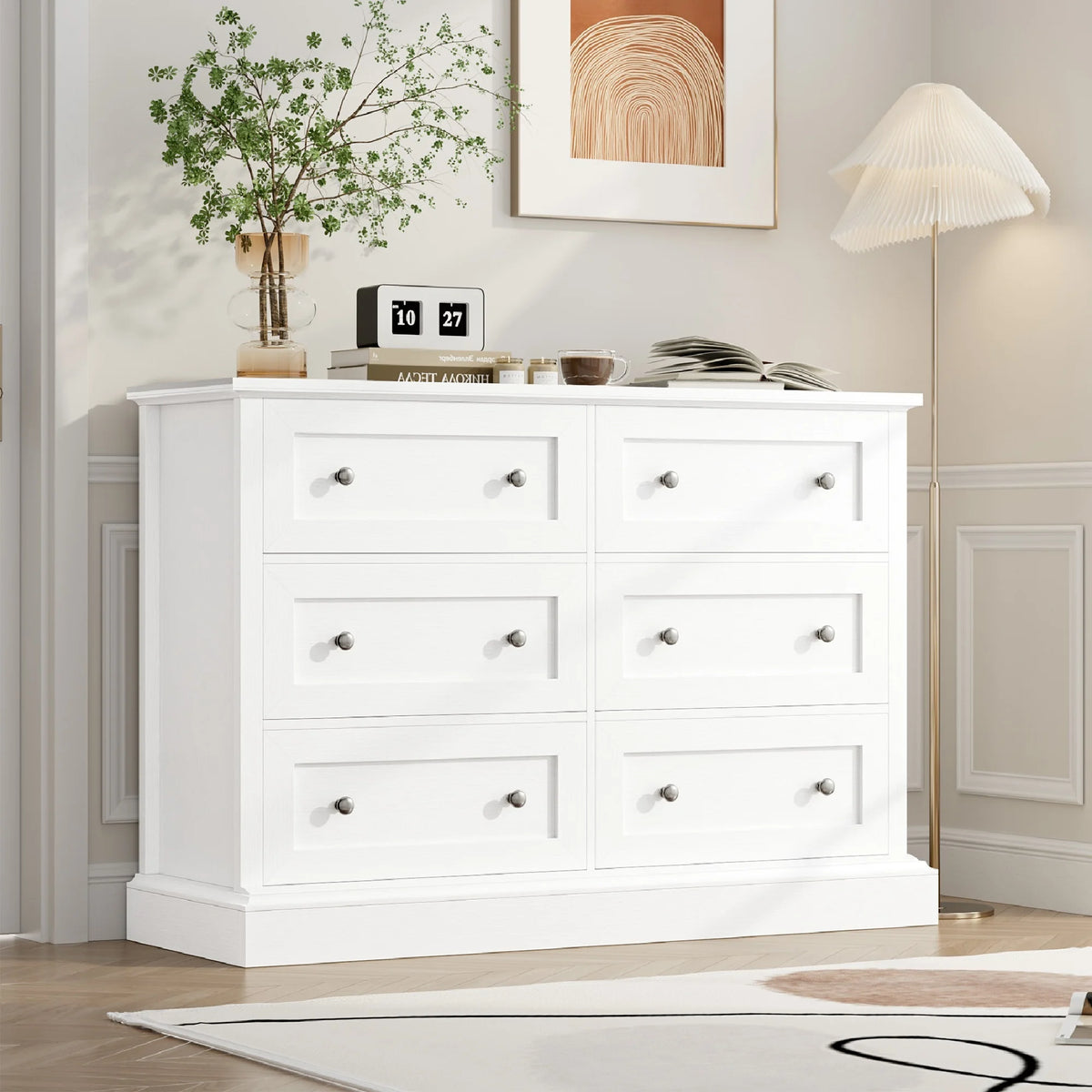 White 6 Drawer Double Dresser O41477