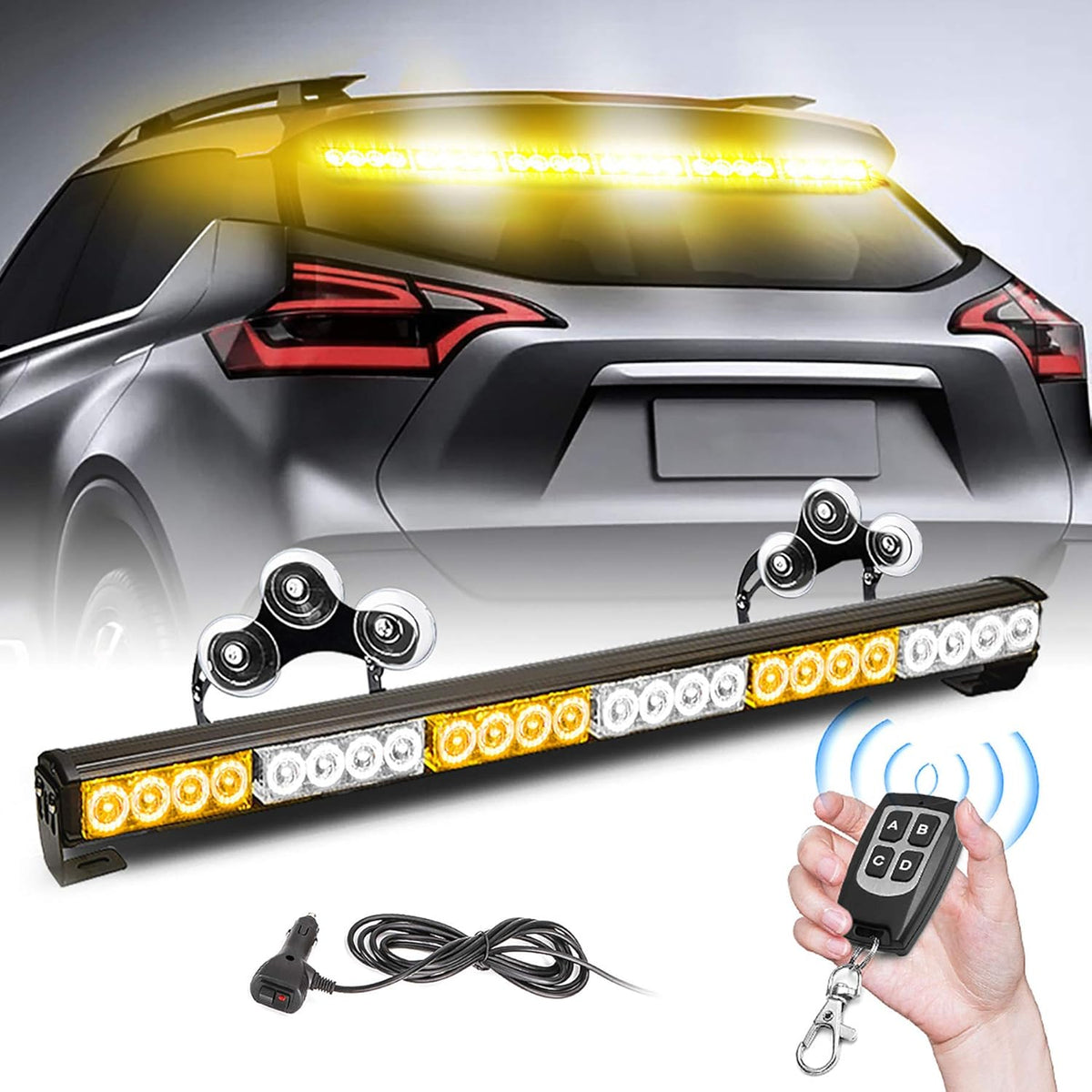 27 Inch 6 Panel Amber and White LED Strobe Light Bar Pack of 2 E6472