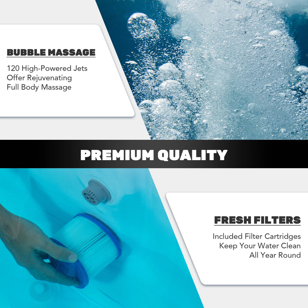 6x6ft PVC Inflatable Spa Tub with Heater & 120 Massaging Jets W81870