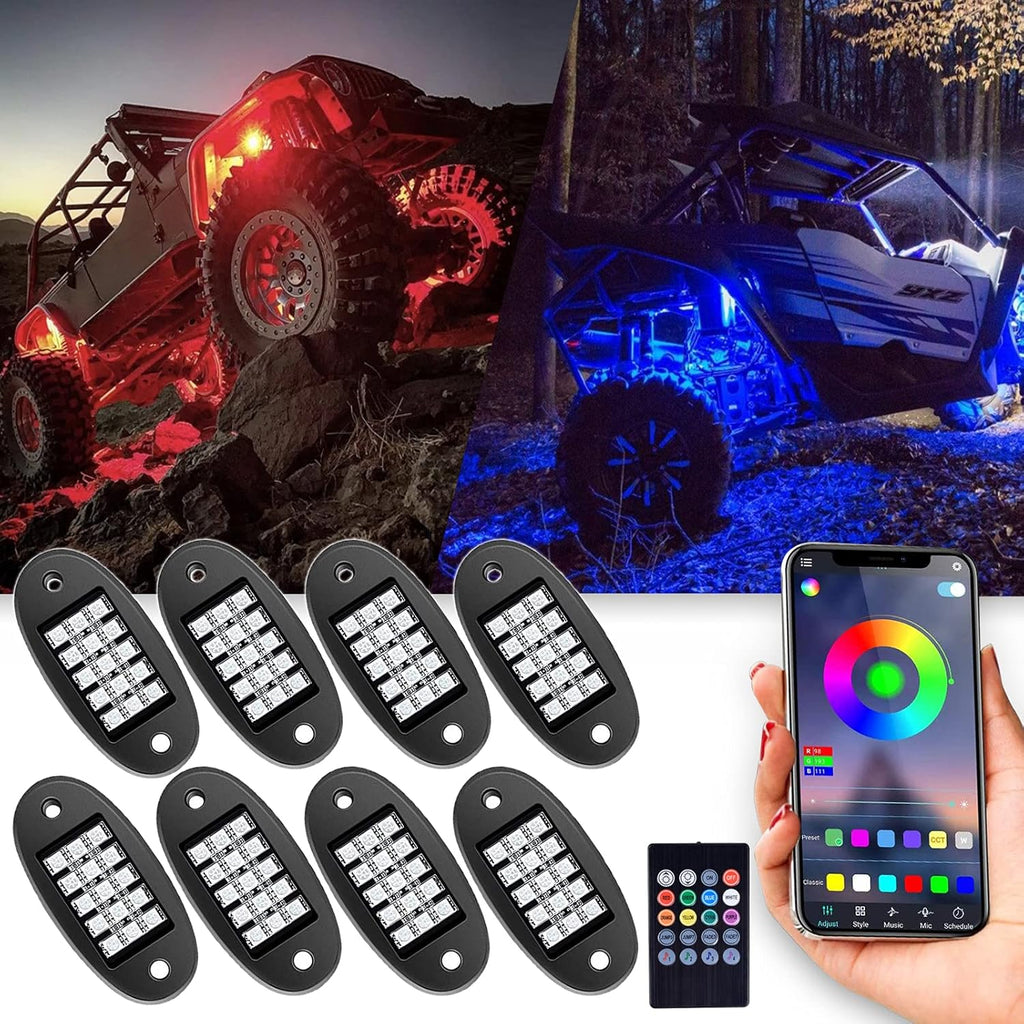 RGB LED Rock Lights 90 LEDs Multicolor Waterproof 6Pods Q50628